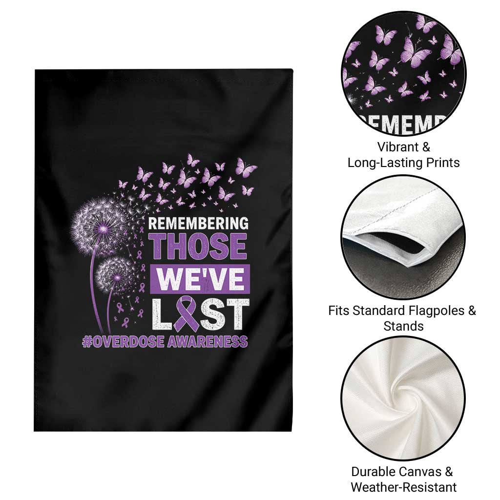 Overdose Awareness Garden Flag Remembering Those We Have Lost Dandelion Purple Ribbon Memorial