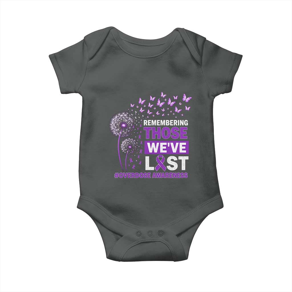 Overdose Awareness Baby Onesie Remembering Those We Have Lost Dandelion Purple Ribbon Memorial