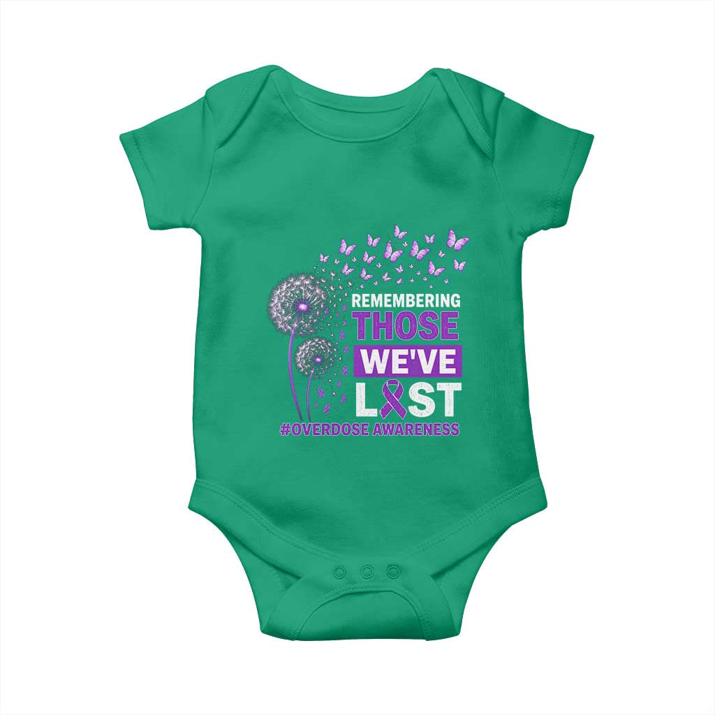 Overdose Awareness Baby Onesie Remembering Those We Have Lost Dandelion Purple Ribbon Memorial
