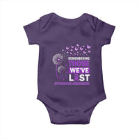Overdose Awareness Baby Onesie Remembering Those We Have Lost Dandelion Purple Ribbon Memorial