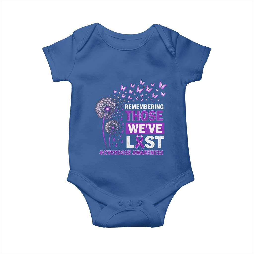 Overdose Awareness Baby Onesie Remembering Those We Have Lost Dandelion Purple Ribbon Memorial