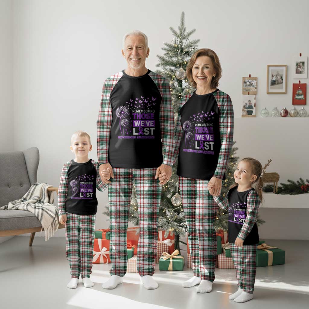 Overdose Awareness Plaid Pajama Set Remembering Those We Have Lost Dandelion Purple Ribbon Memorial