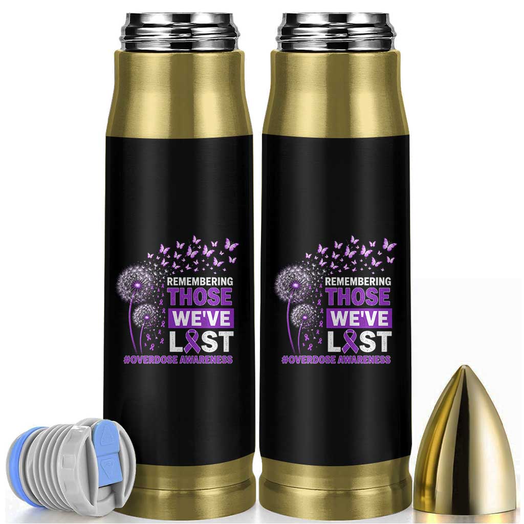 Overdose Awareness Bullet Tumbler Remembering Those We Have Lost Dandelion Purple Ribbon Memorial