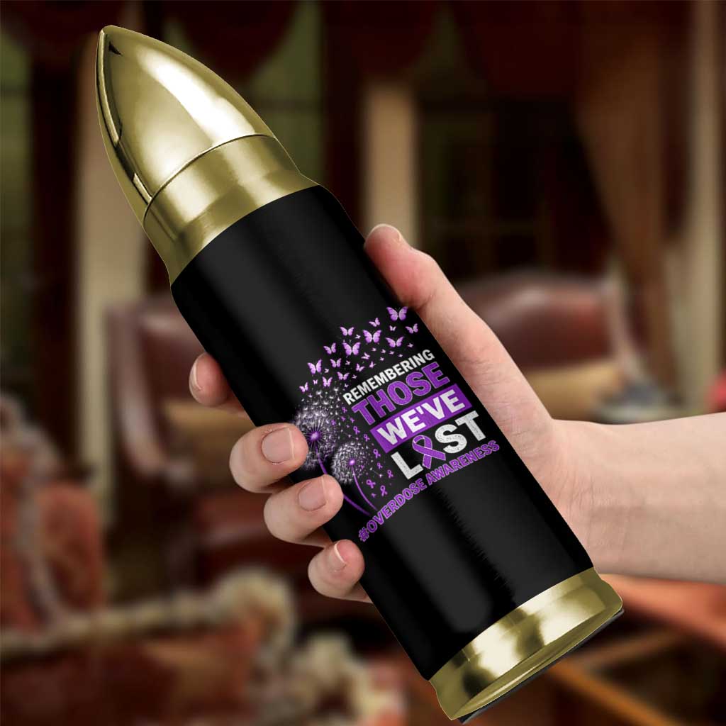 Overdose Awareness Bullet Tumbler Remembering Those We Have Lost Dandelion Purple Ribbon Memorial