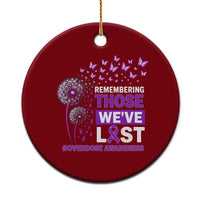Overdose Awareness Ceramic Ornament Remembering Those We Have Lost Dandelion Purple Ribbon Memorial