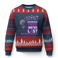 Overdose Awareness Ugly Christmas Sweater Remembering Those We Have Lost Dandelion Purple Ribbon Memorial