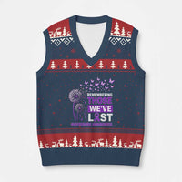 Overdose Awareness V-Neck Knit Sweater Vest Remembering Those We Have Lost Dandelion Purple Ribbon Memorial