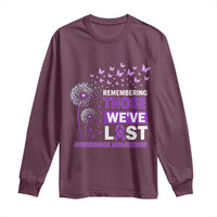 Overdose Awareness Long Sleeve Shirt Remembering Those We Have Lost Dandelion Purple Ribbon Memorial