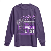 Overdose Awareness Long Sleeve Shirt Remembering Those We Have Lost Dandelion Purple Ribbon Memorial
