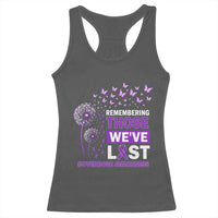 Overdose Awareness Racerback Tank Top Remembering Those We Have Lost Dandelion Purple Ribbon Memorial