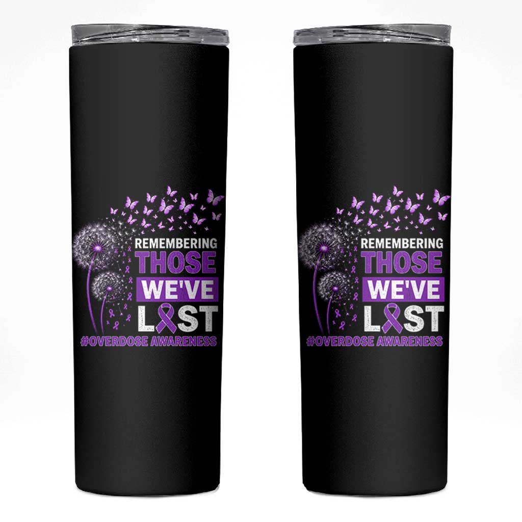 Overdose Awareness Skinny Tumbler Remembering Those We Have Lost Dandelion Purple Ribbon Memorial