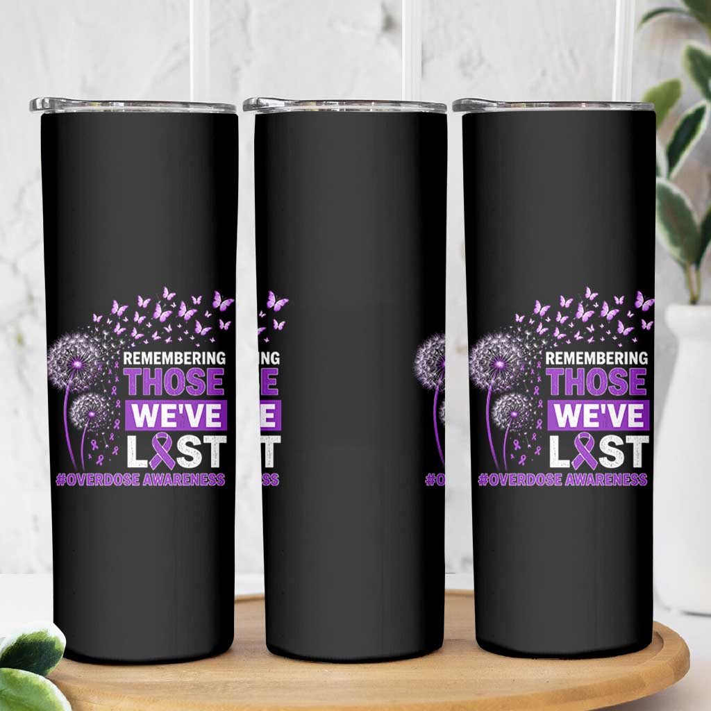 Overdose Awareness Skinny Tumbler Remembering Those We Have Lost Dandelion Purple Ribbon Memorial