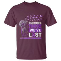 Overdose Awareness T Shirt Remembering Those We Have Lost Dandelion Purple Ribbon Memorial