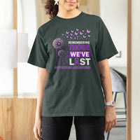 Overdose Awareness T Shirt For Women Remembering Those We Have Lost Dandelion Purple Ribbon Memorial