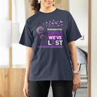Overdose Awareness T Shirt For Women Remembering Those We Have Lost Dandelion Purple Ribbon Memorial