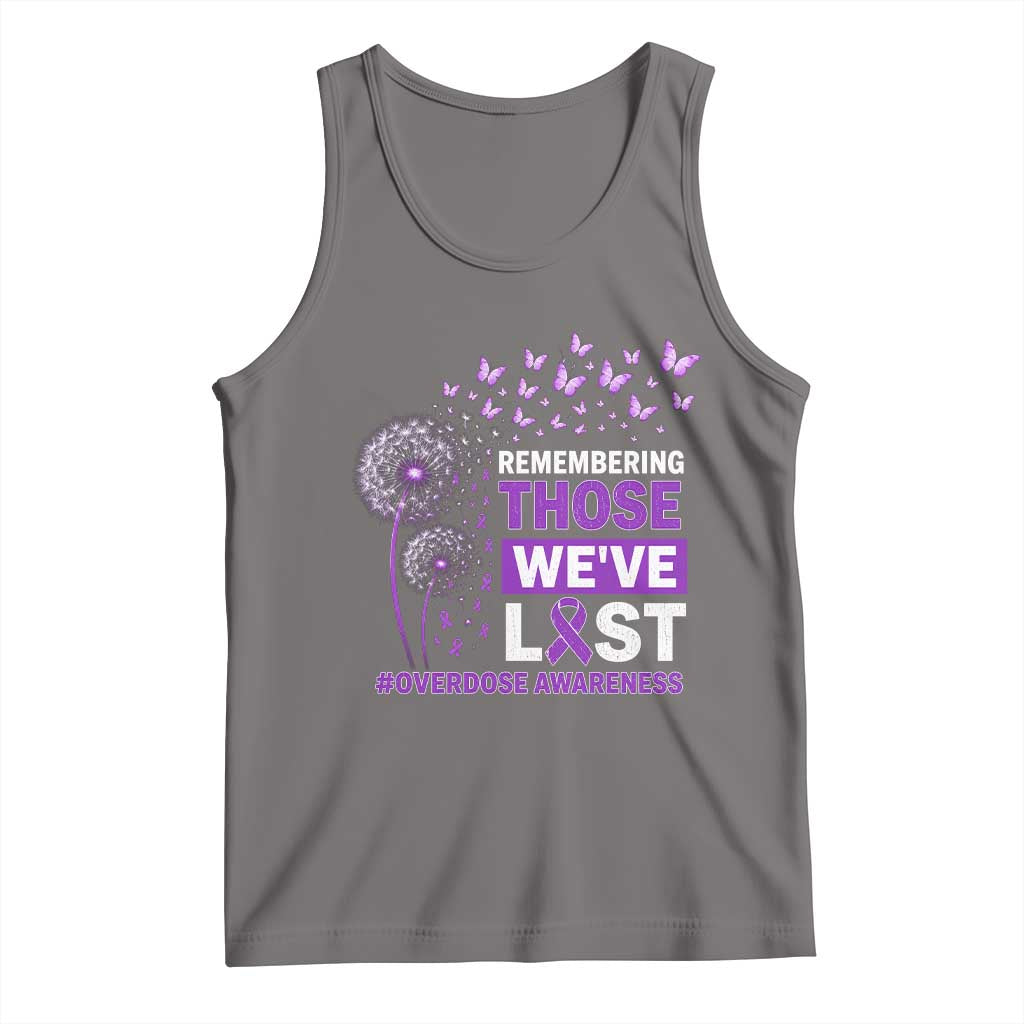 Overdose Awareness Tank Top Remembering Those We Have Lost Dandelion Purple Ribbon Memorial