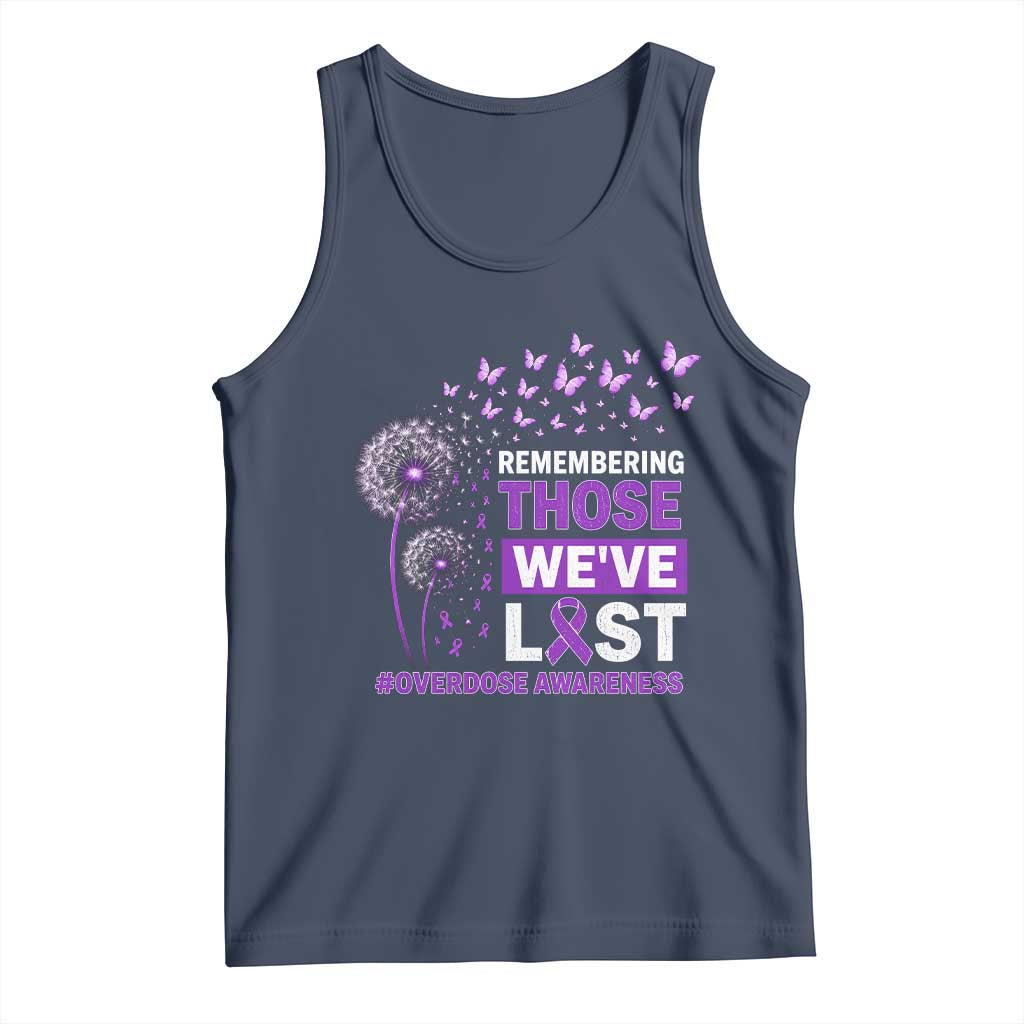 Overdose Awareness Tank Top Remembering Those We Have Lost Dandelion Purple Ribbon Memorial