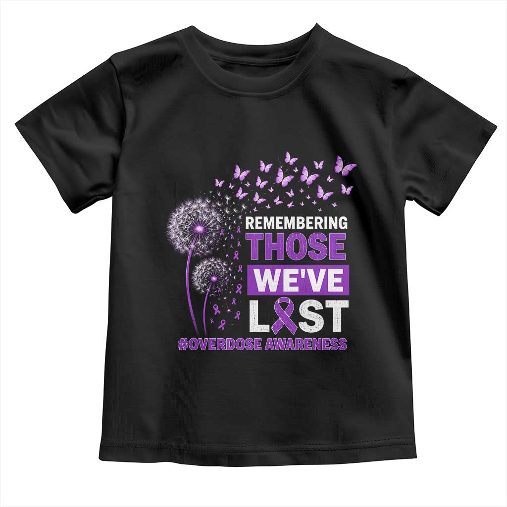 Overdose Awareness Toddler T Shirt Remembering Those We Have Lost Dandelion Purple Ribbon Memorial