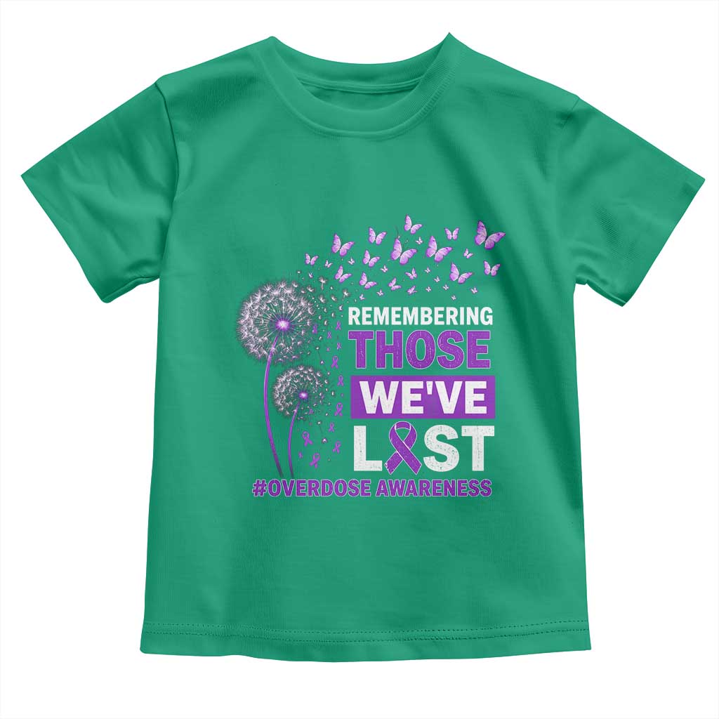 Overdose Awareness Toddler T Shirt Remembering Those We Have Lost Dandelion Purple Ribbon Memorial