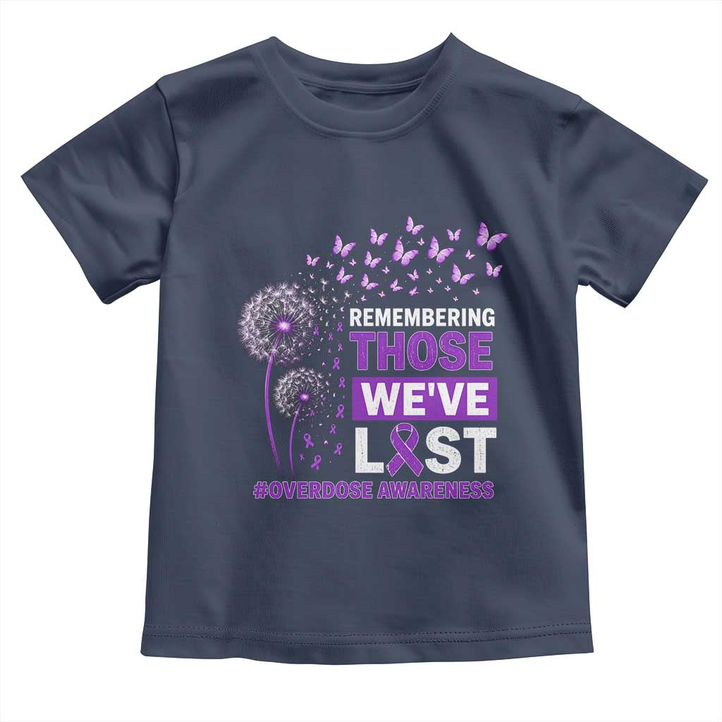 Overdose Awareness Toddler T Shirt Remembering Those We Have Lost Dandelion Purple Ribbon Memorial