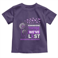 Overdose Awareness Toddler T Shirt Remembering Those We Have Lost Dandelion Purple Ribbon Memorial