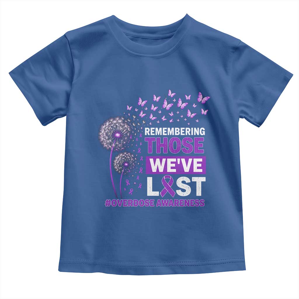 Overdose Awareness Toddler T Shirt Remembering Those We Have Lost Dandelion Purple Ribbon Memorial