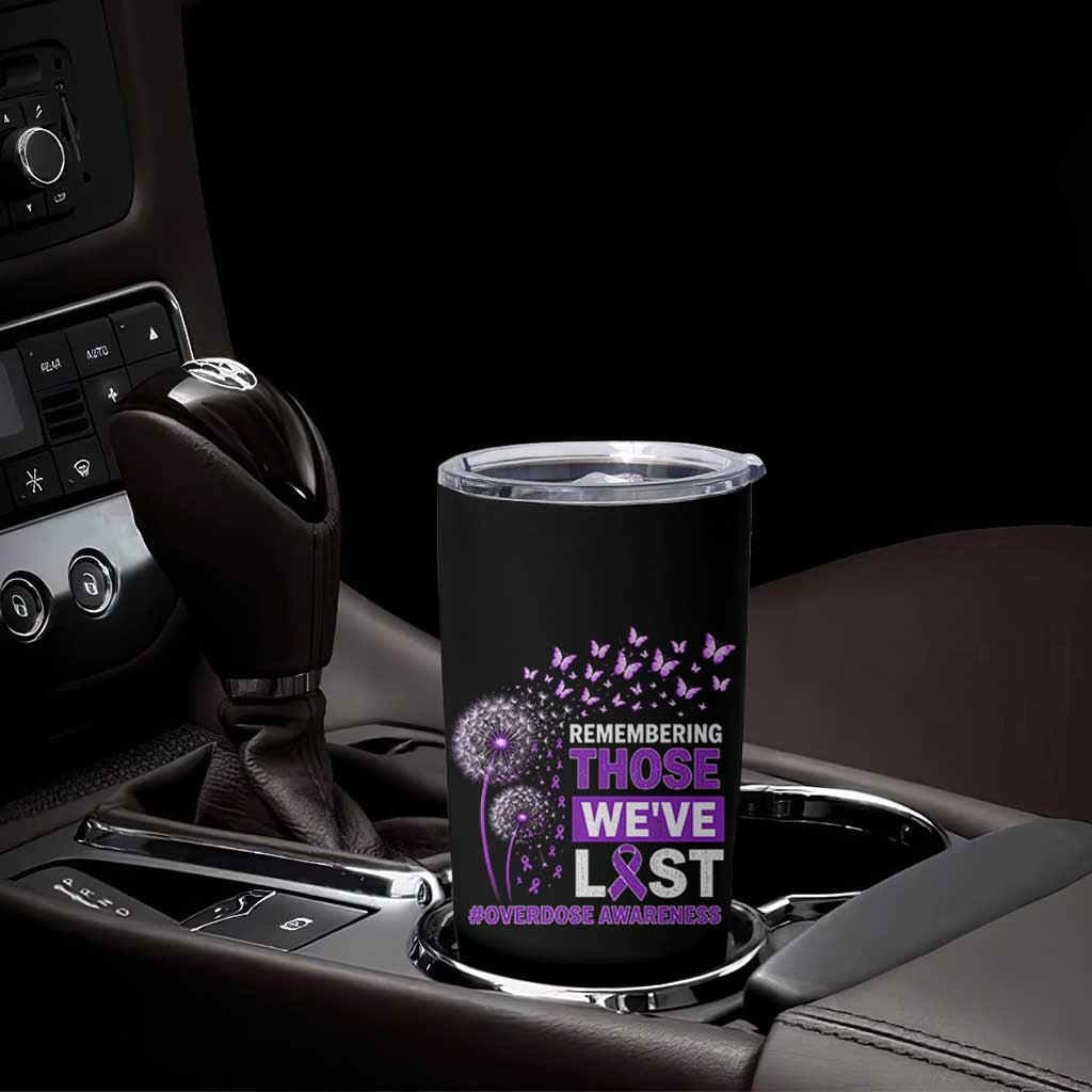 Overdose Awareness Tumbler Cup Remembering Those We Have Lost Dandelion Purple Ribbon Memorial