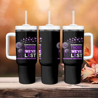 Overdose Awareness Tumbler With Handle Remembering Those We Have Lost Dandelion Purple Ribbon Memorial