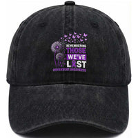 Overdose Awareness Washed Cotton Baseball Cap Remembering Those We Have Lost Dandelion Purple Ribbon Memorial