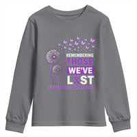 Overdose Awareness Youth Sweatshirt Remembering Those We Have Lost Dandelion Purple Ribbon Memorial