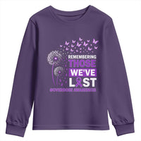 Overdose Awareness Youth Sweatshirt Remembering Those We Have Lost Dandelion Purple Ribbon Memorial