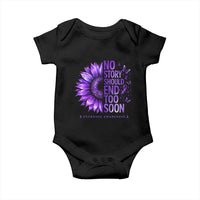 No Story Should End Too Soon Purple Sunflower Overdose Awareness Baby Onesie