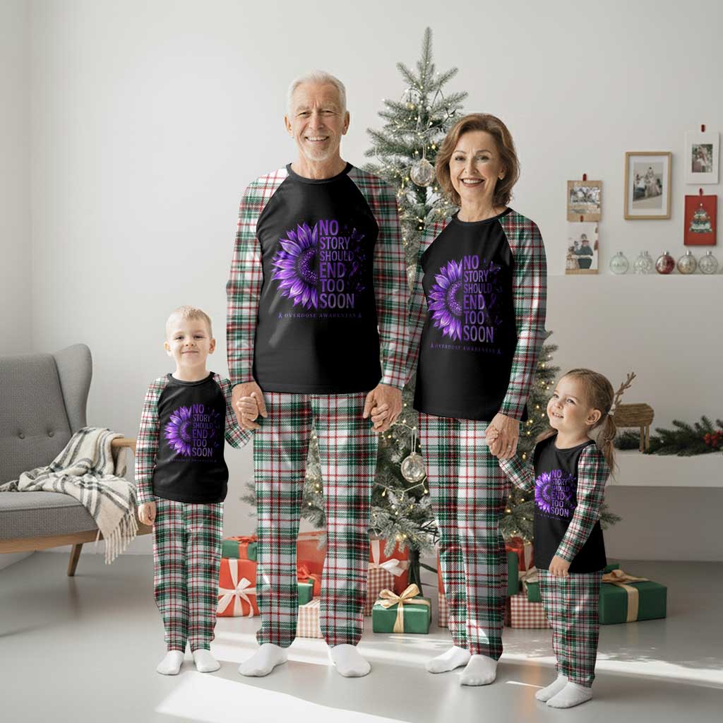 No Story Should End Too Soon Purple Sunflower Overdose Awareness Plaid Pajama Set