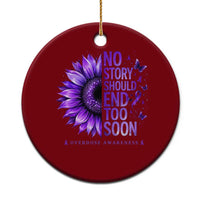 No Story Should End Too Soon Purple Sunflower Overdose Awareness Ceramic Ornament