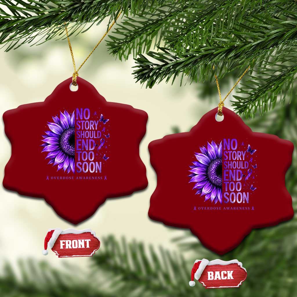 No Story Should End Too Soon Purple Sunflower Overdose Awareness Ceramic Ornament