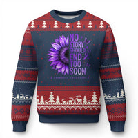 No Story Should End Too Soon Purple Sunflower Overdose Awareness Ugly Christmas Sweater