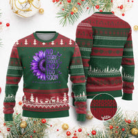 No Story Should End Too Soon Purple Sunflower Overdose Awareness Ugly Christmas Sweater