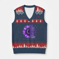 No Story Should End Too Soon Purple Sunflower Overdose Awareness V-Neck Knit Sweater Vest