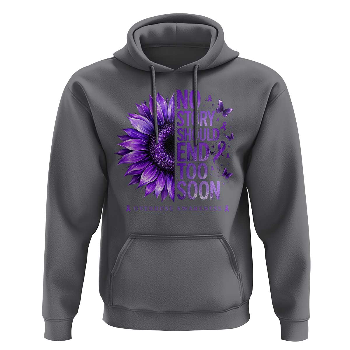 No Story Should End Too Soon Purple Sunflower Overdose Awareness Hoodie