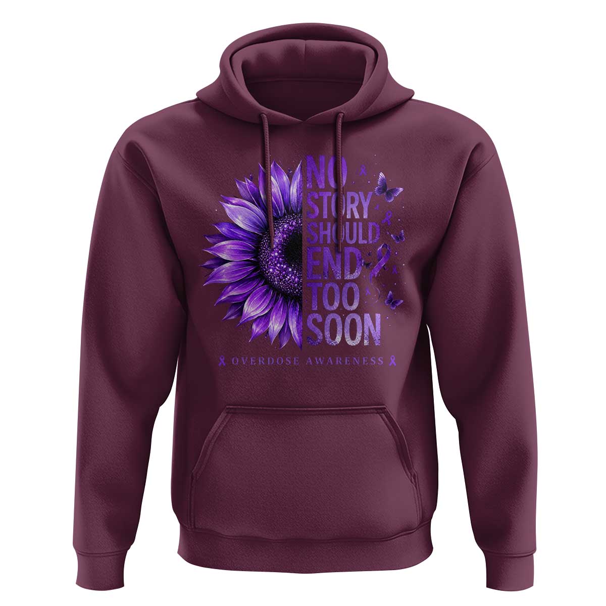 No Story Should End Too Soon Purple Sunflower Overdose Awareness Hoodie