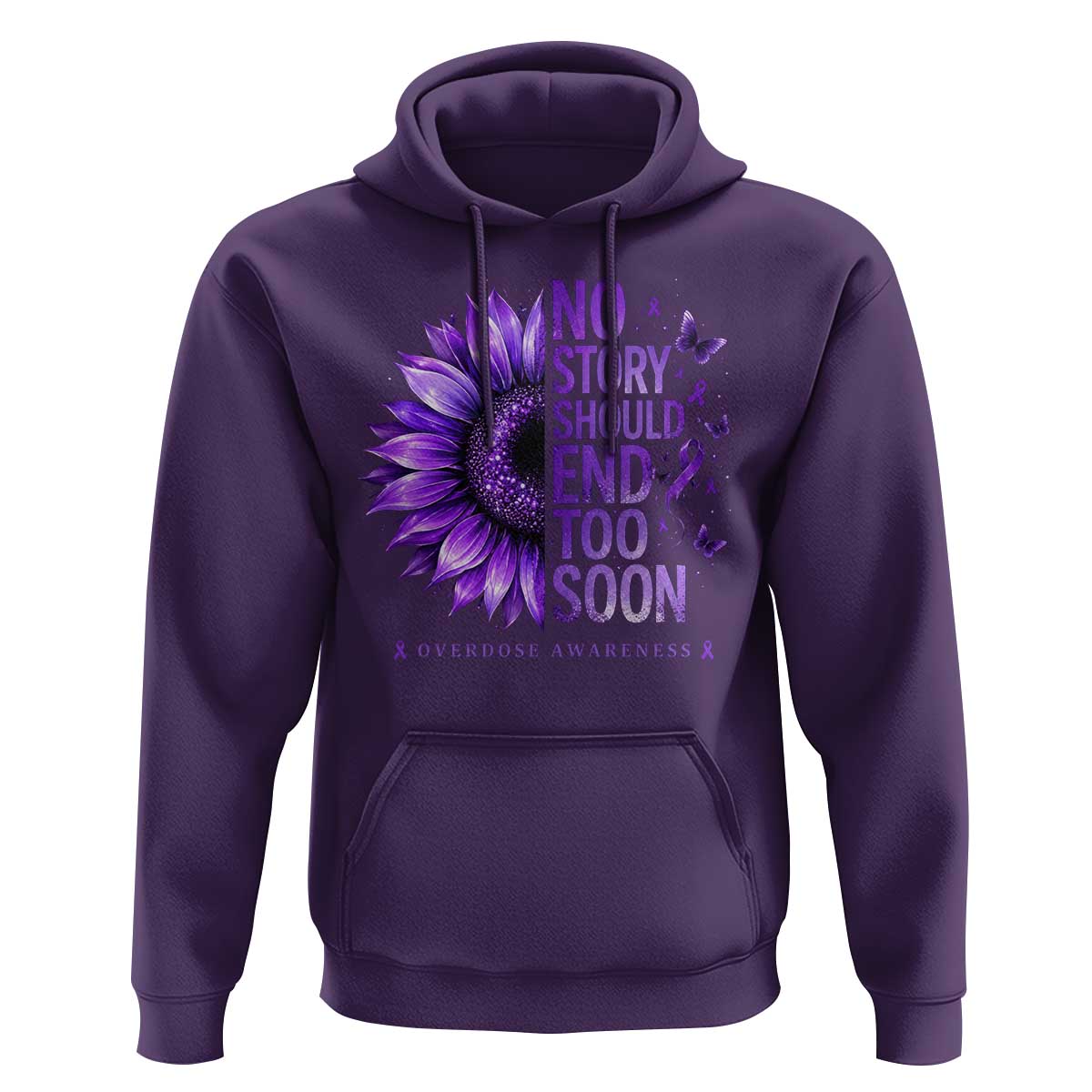 No Story Should End Too Soon Purple Sunflower Overdose Awareness Hoodie