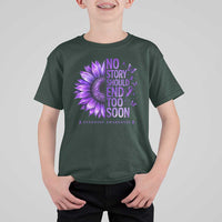No Story Should End Too Soon Purple Sunflower Overdose Awareness T Shirt For Kid