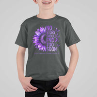 No Story Should End Too Soon Purple Sunflower Overdose Awareness T Shirt For Kid