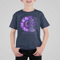 No Story Should End Too Soon Purple Sunflower Overdose Awareness T Shirt For Kid