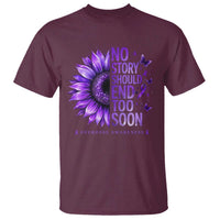 No Story Should End Too Soon Purple Sunflower Overdose Awareness T Shirt