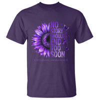 No Story Should End Too Soon Purple Sunflower Overdose Awareness T Shirt