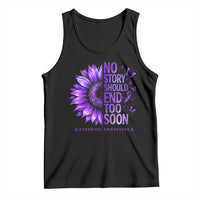No Story Should End Too Soon Purple Sunflower Overdose Awareness Tank Top