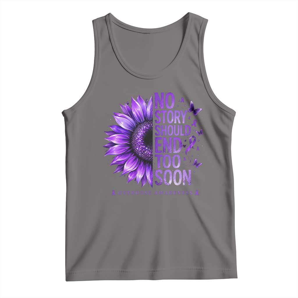 No Story Should End Too Soon Purple Sunflower Overdose Awareness Tank Top