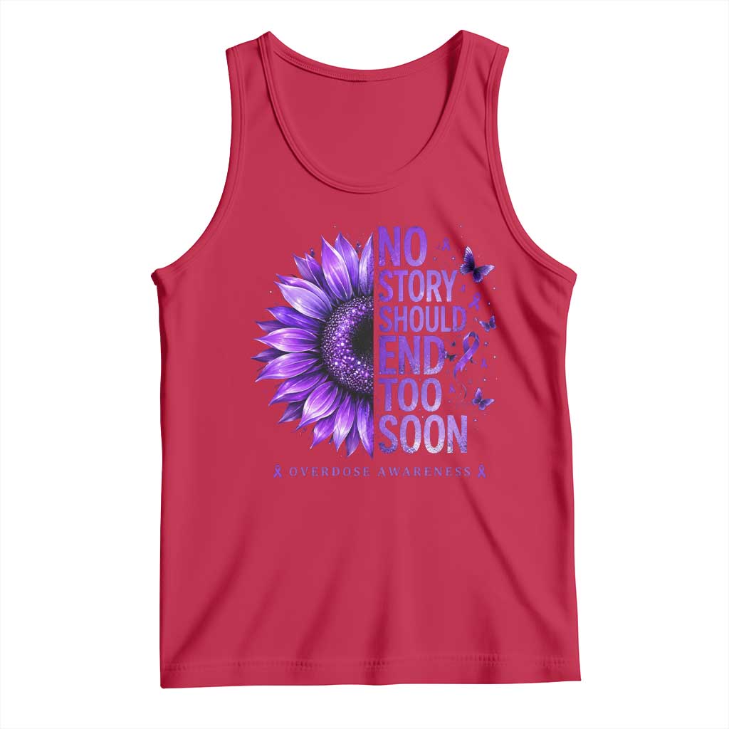 No Story Should End Too Soon Purple Sunflower Overdose Awareness Tank Top