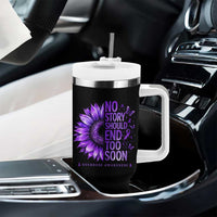 No Story Should End Too Soon Purple Sunflower Overdose Awareness Tumbler With Handle